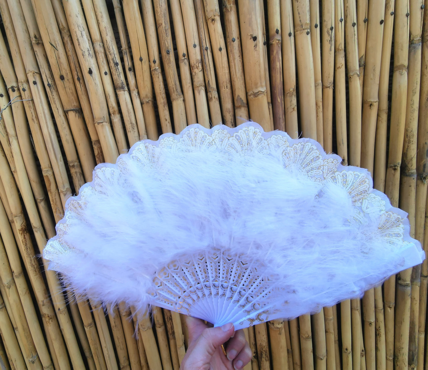 Elegant Feather Folding Fan