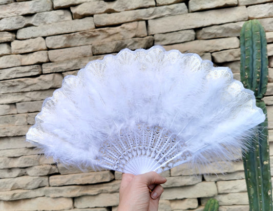 Elegant Feather Folding Fan