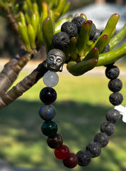 Lava Rock Crystal Chakra Beaded Bracelet