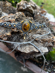 Tiger's Eye Crystal Macrame Choker / Head Piece