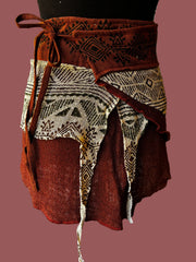 Tribal Cotton Block Print Wrap Skirt