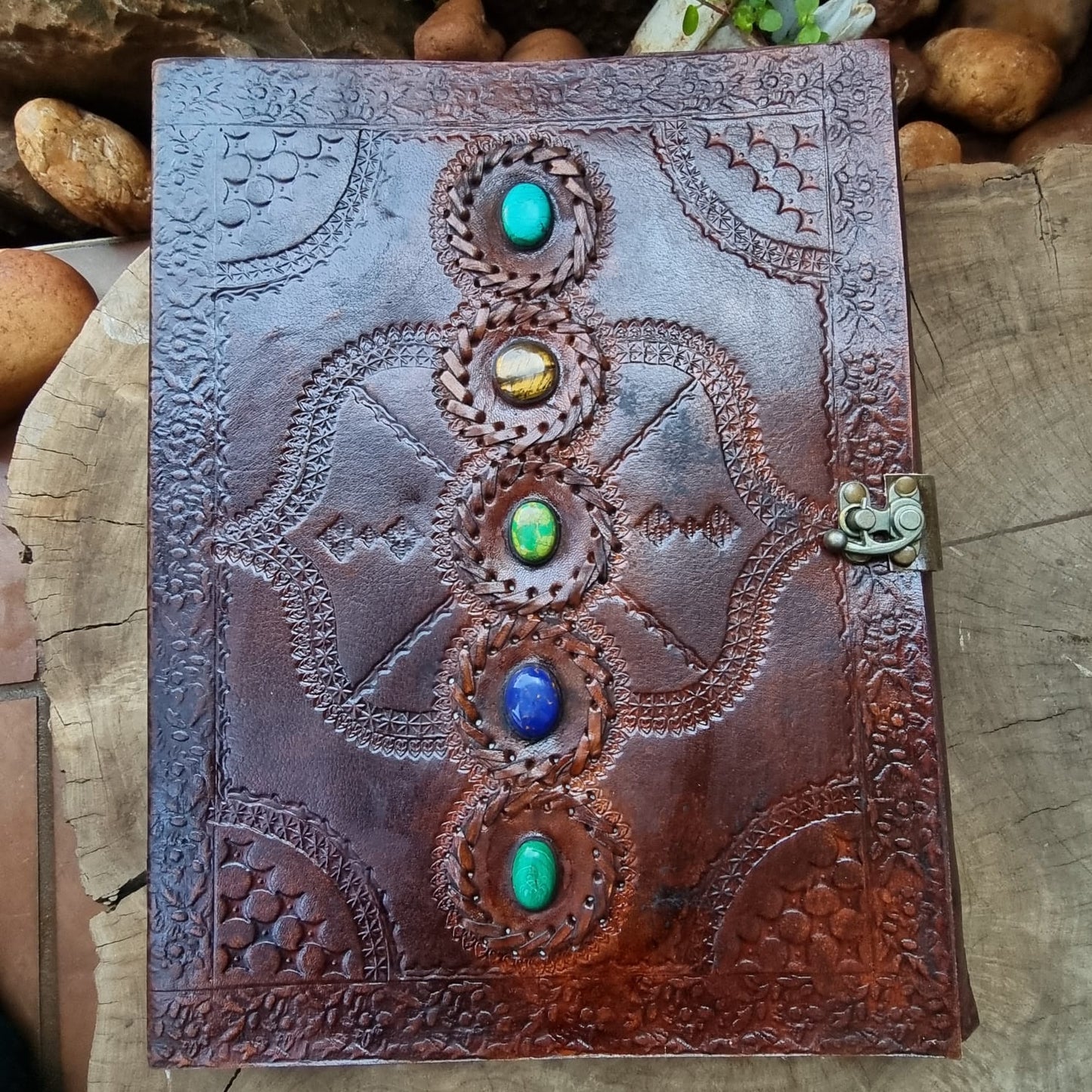 5 stone leather journal