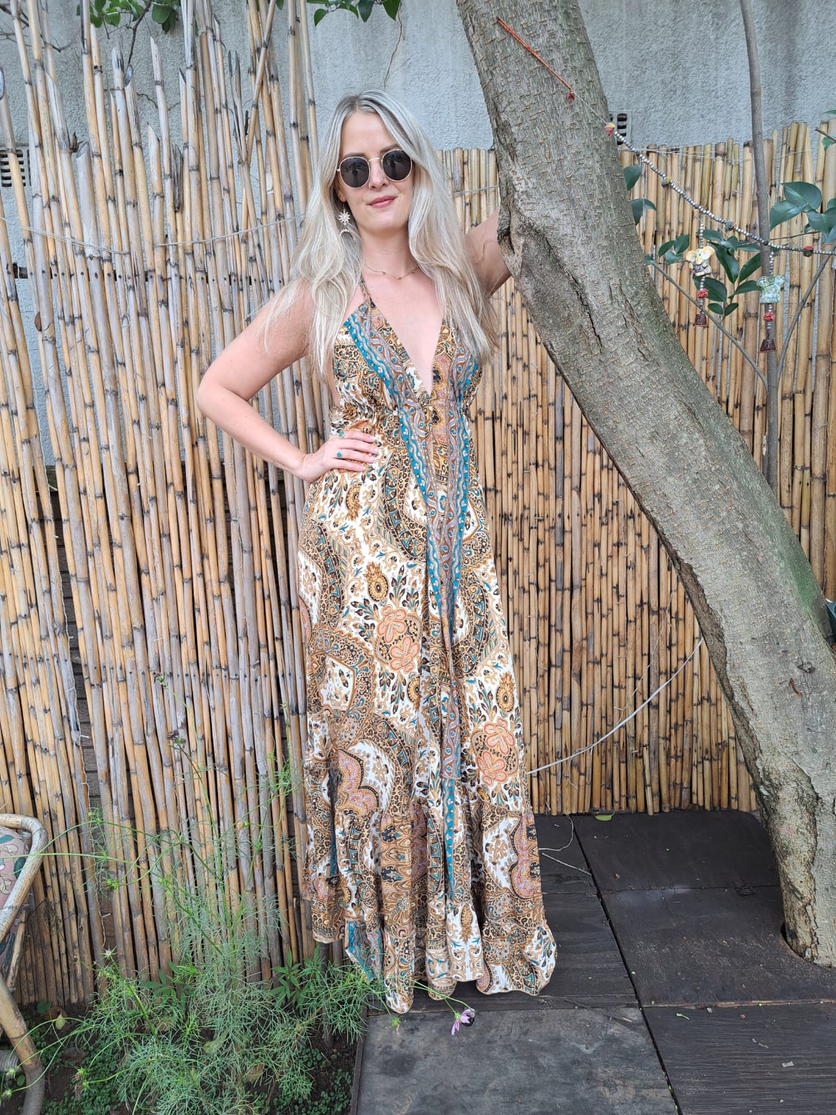 Sunlit Petals Silk Dress