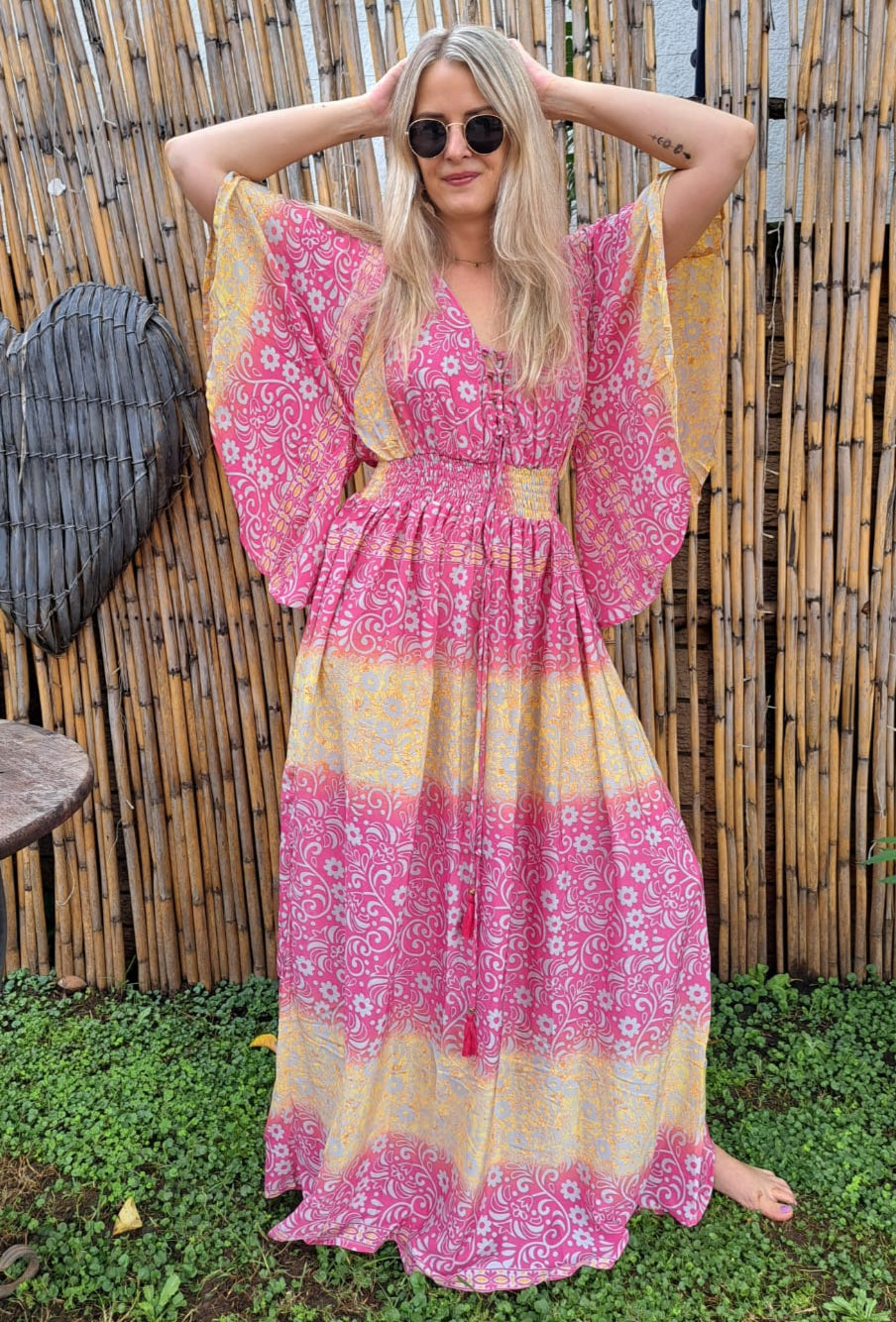 Bohemian Rose Silk Dress