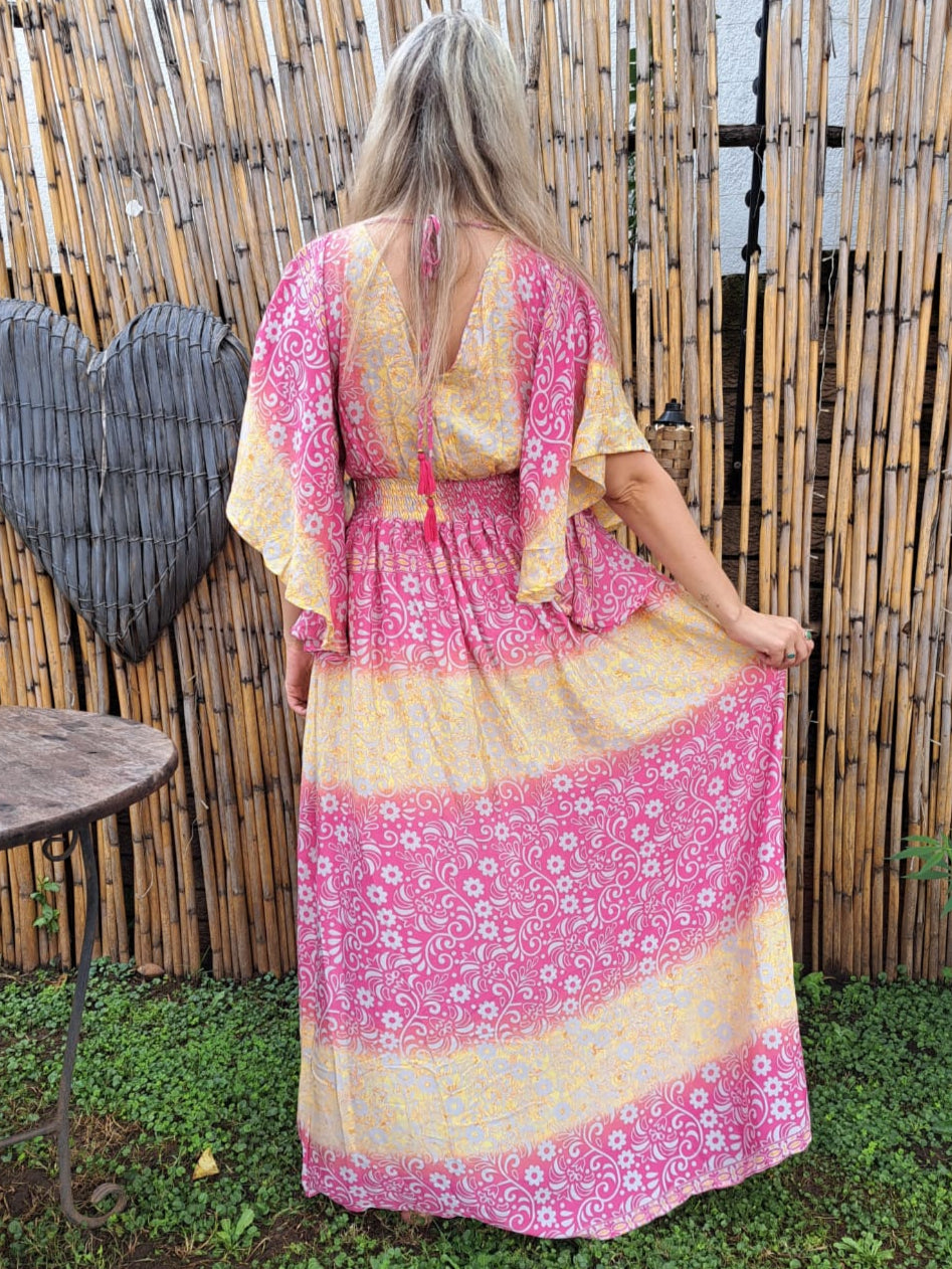 Bohemian Rose Silk Dress