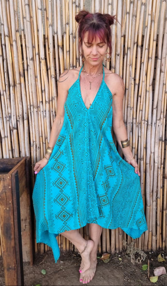 Cotton Block Print Dress