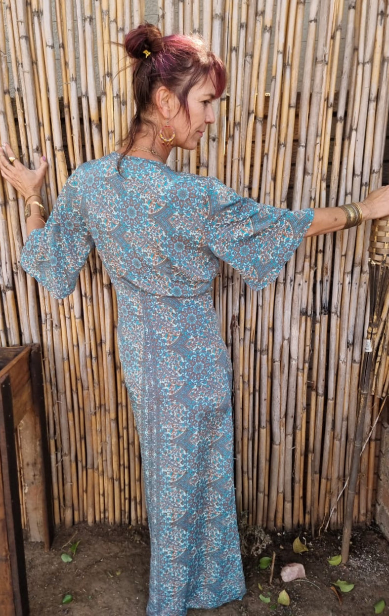 Crystal Tides Silk Wrap Dress