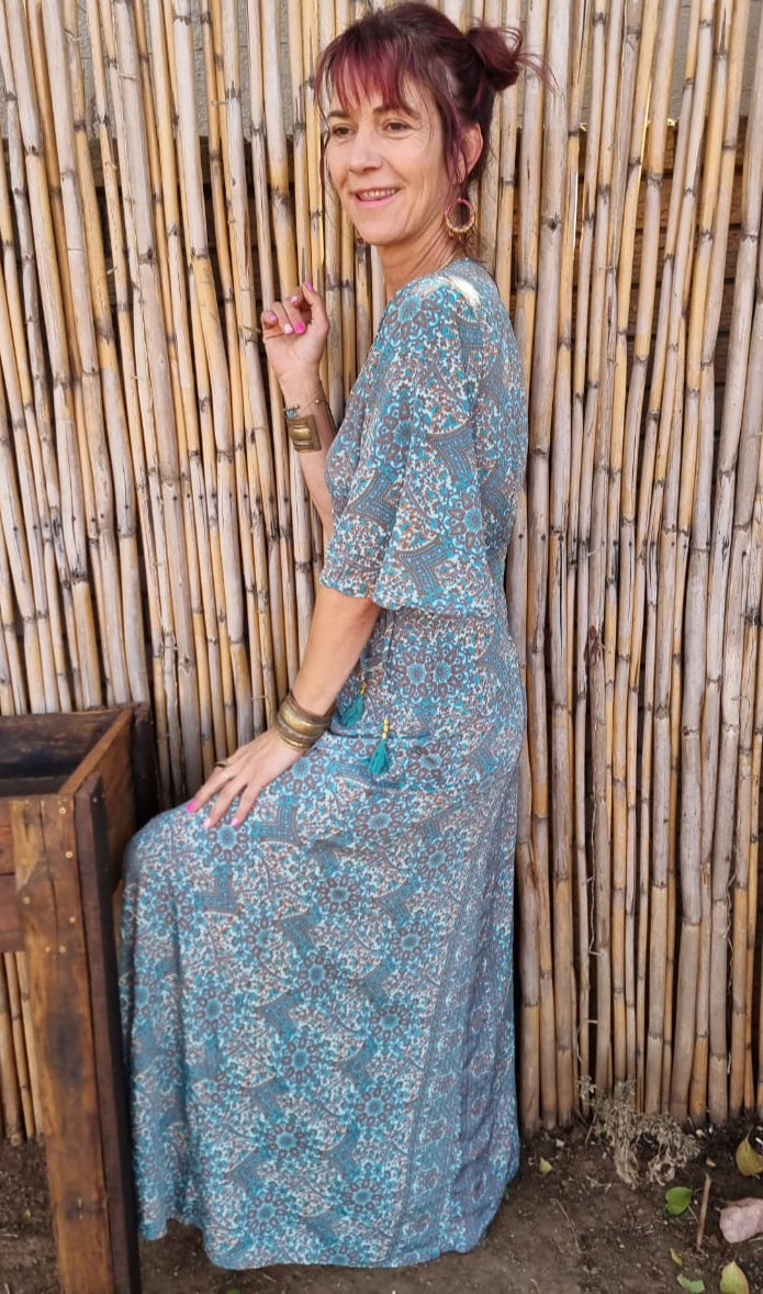 Crystal Tides Silk Wrap Dress