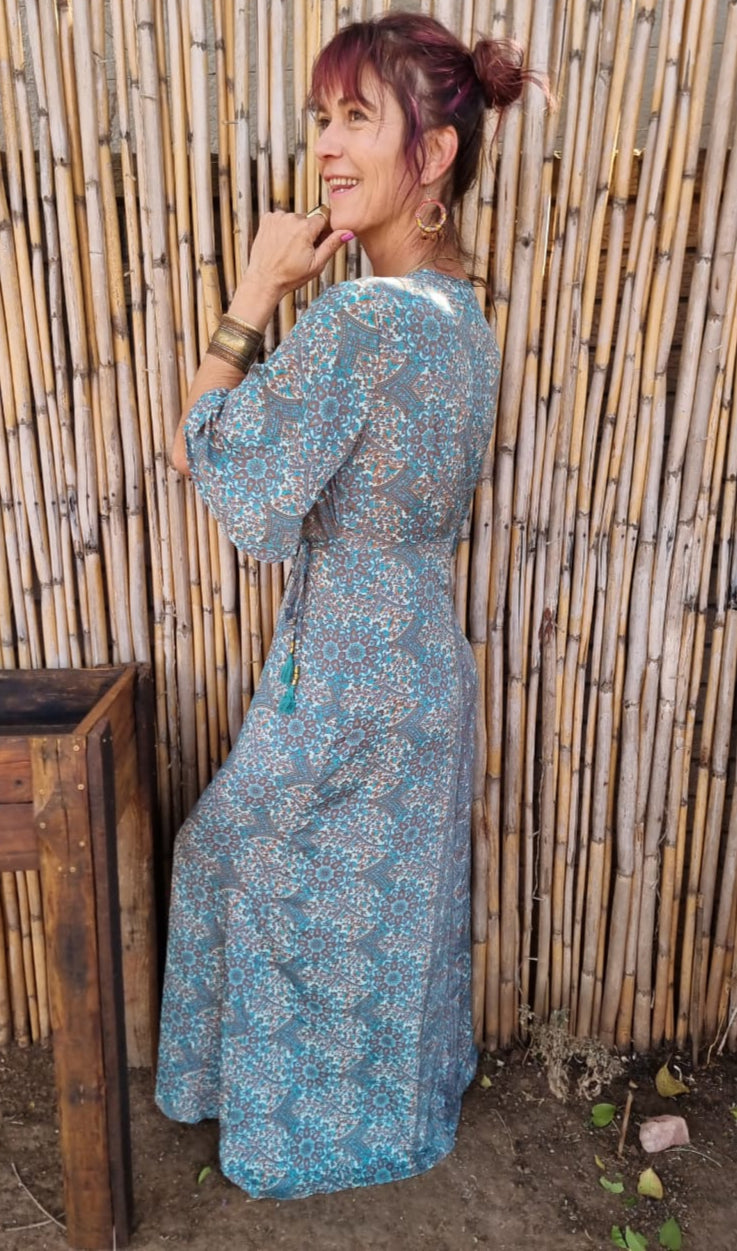 Crystal Tides Silk Wrap Dress