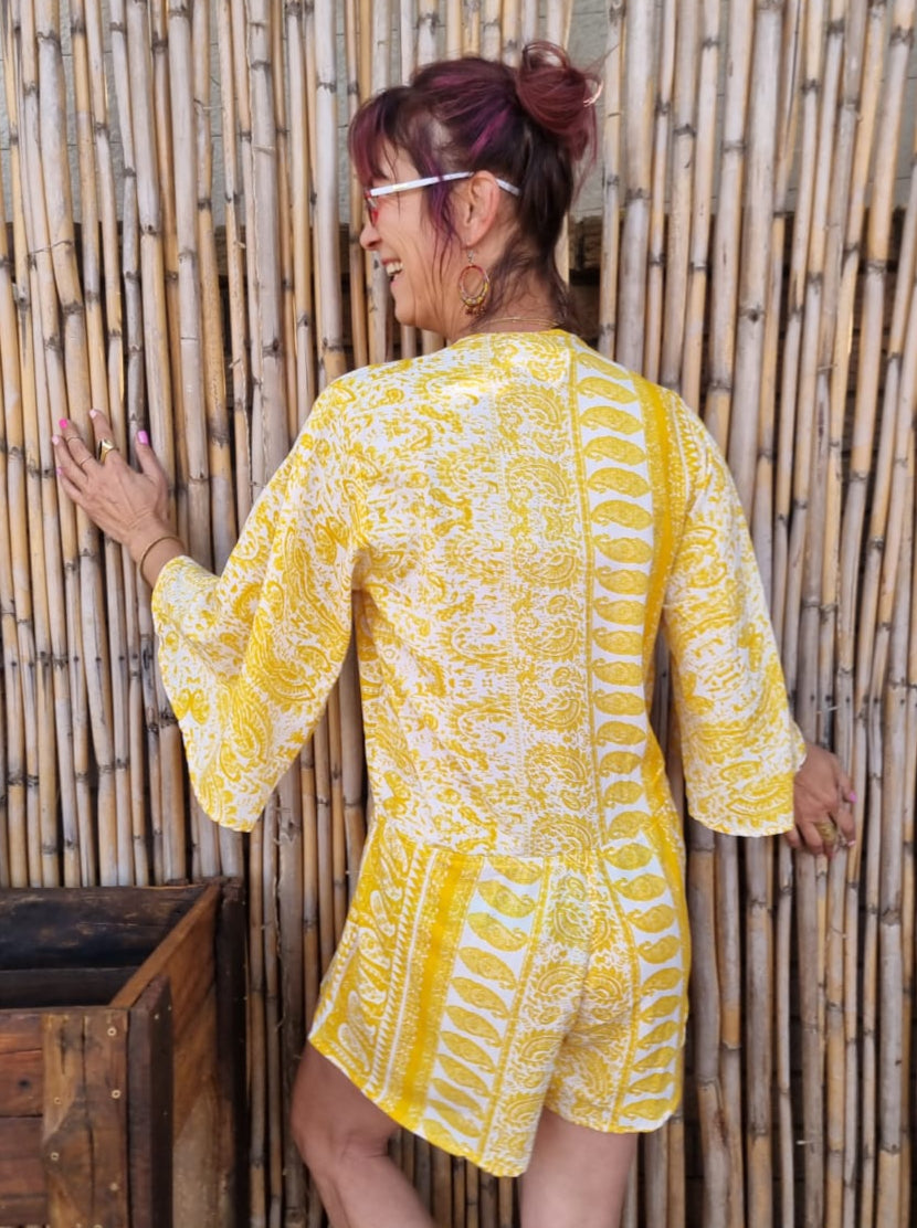 Lemon Love Silk Jump-Suit