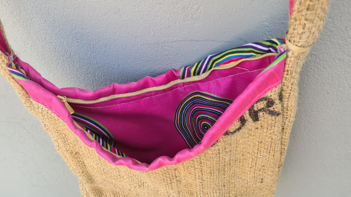 Small Hessian Satchel