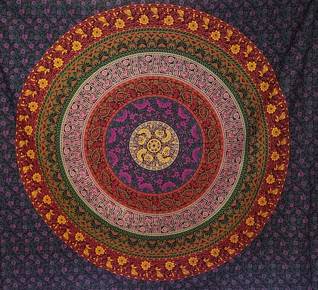 Multi Coloured Mandala Tapestry (Double Size)
