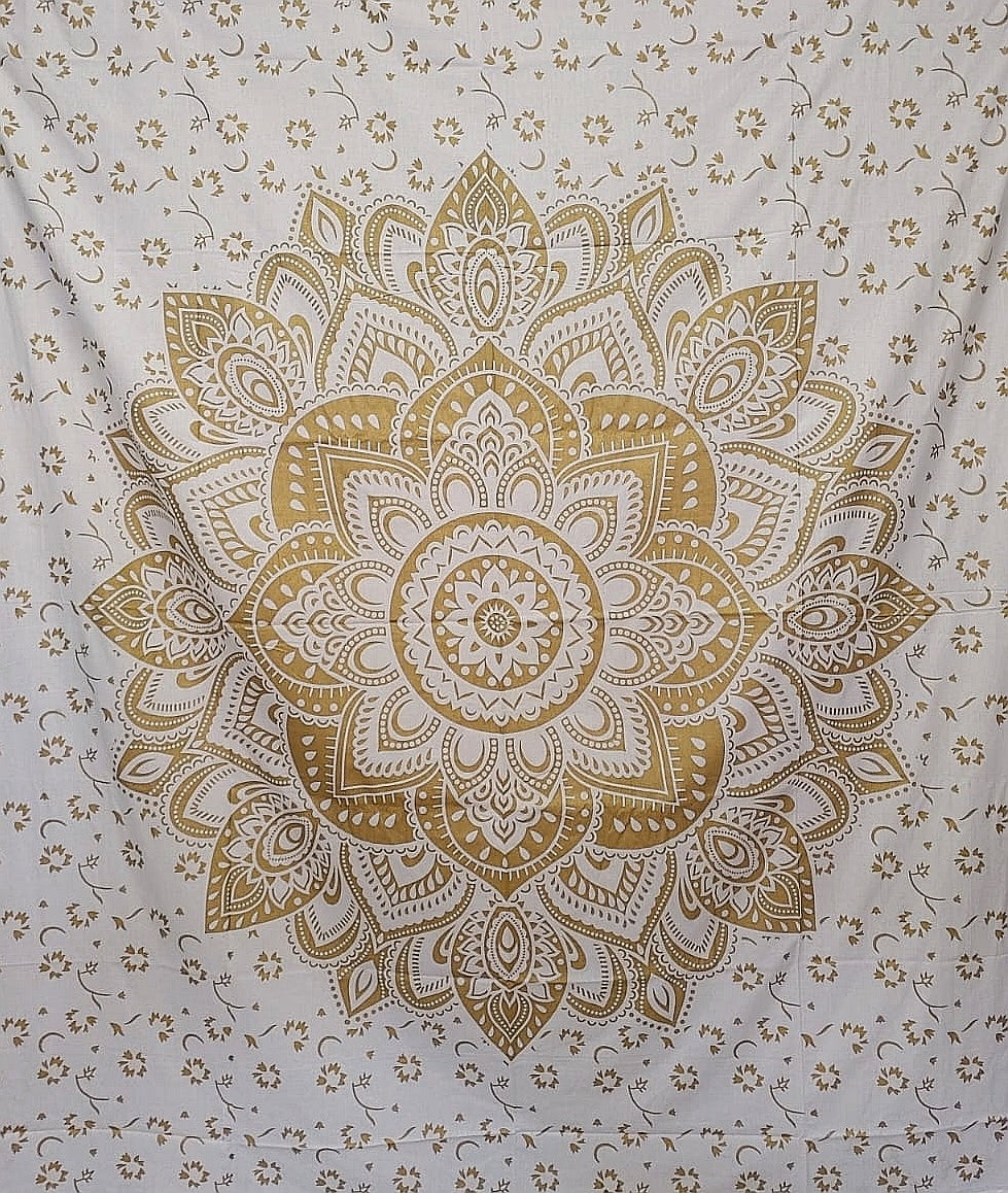 Golden Mandala Tapestry (Double Size)