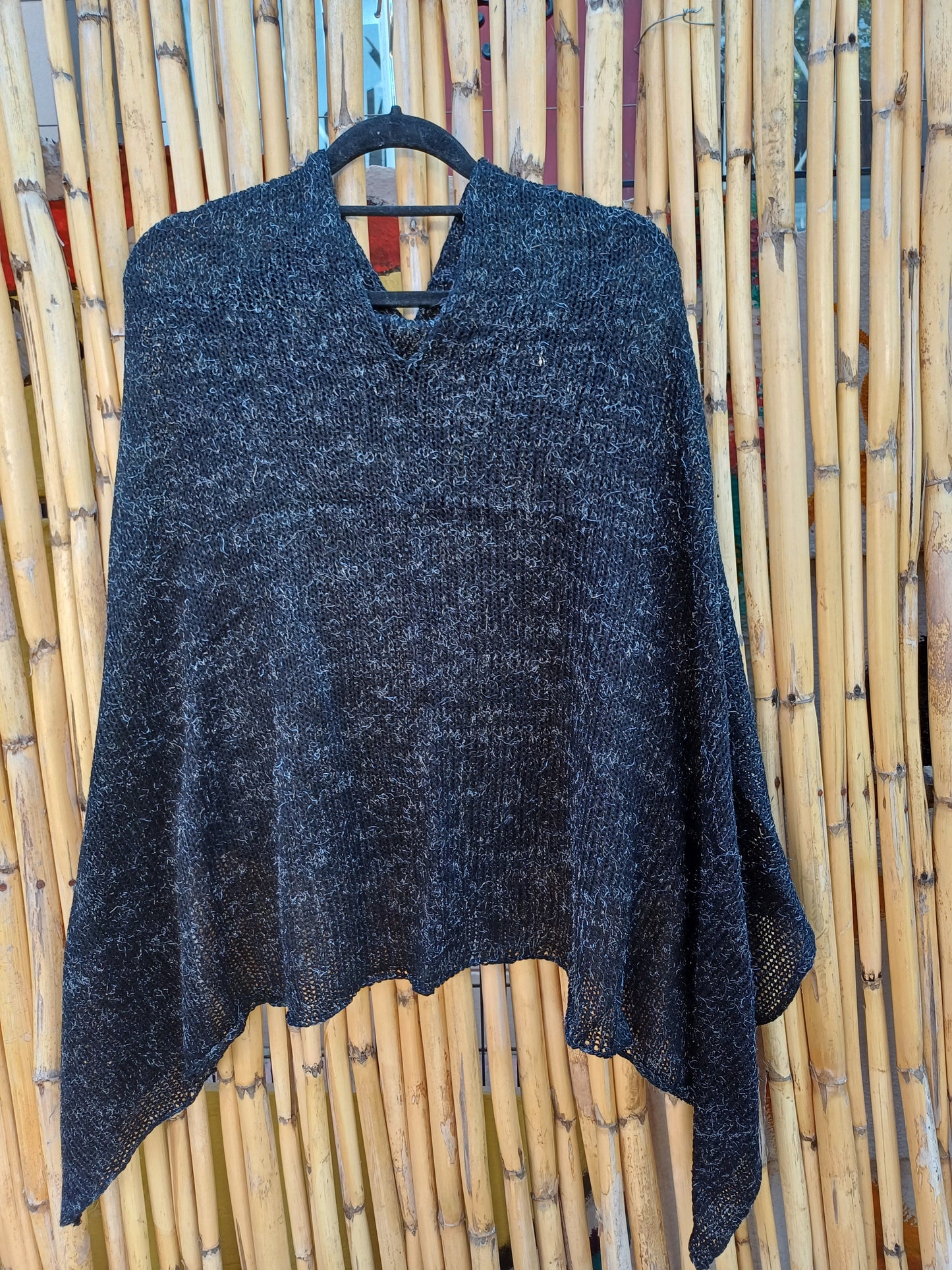 Knitted Shawl (Black with Silver Glitter)