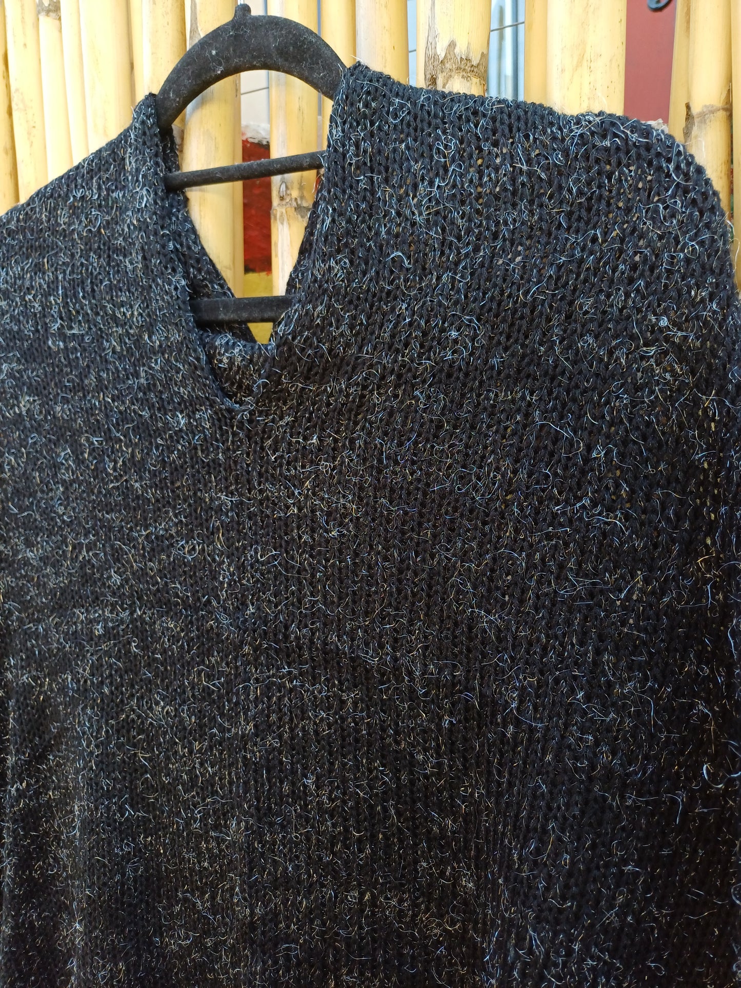 Knitted Shawl (Black with Silver Glitter)