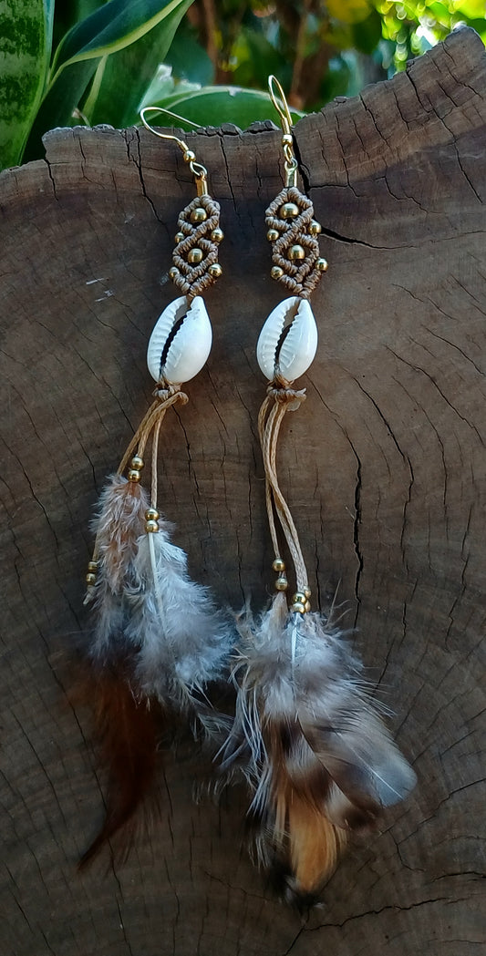 Macrame Feather Earrings