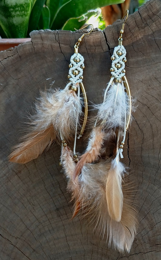 Macrame Feather Earrings