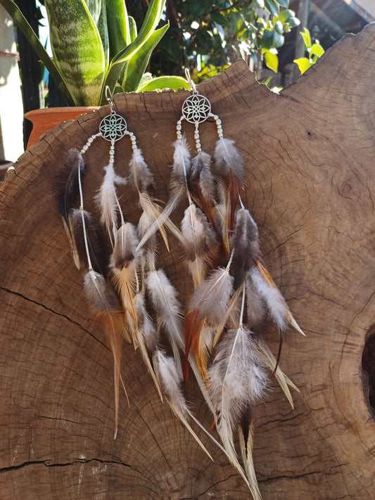 Feather Earrings With Charms