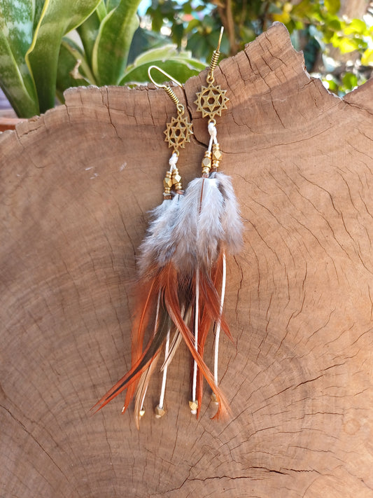 Feather Earrings With Charms