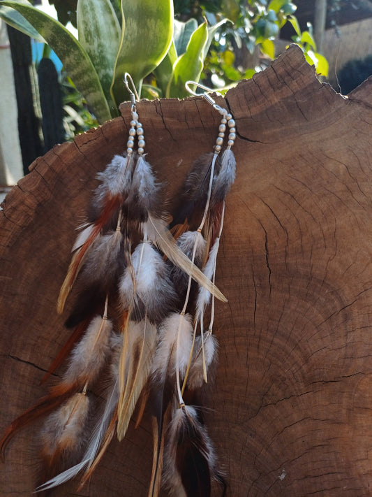 Feather Earrings With Beads