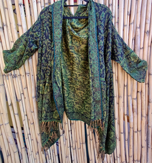 Green Meadow Pashmina Blanket Coat