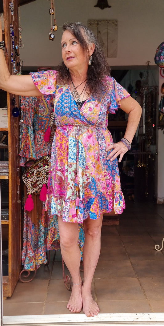 Passion Flower Short Silk Dress