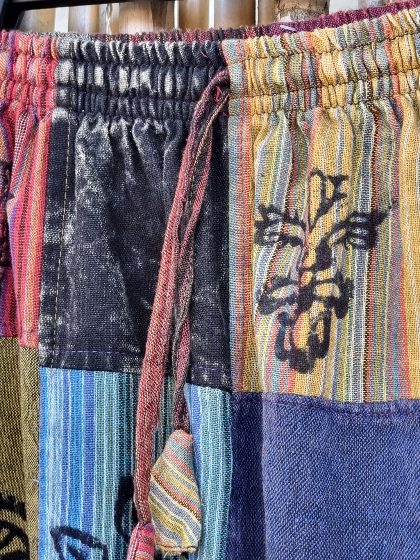 Fray Cotton Patchwork Pants (Extra Large)