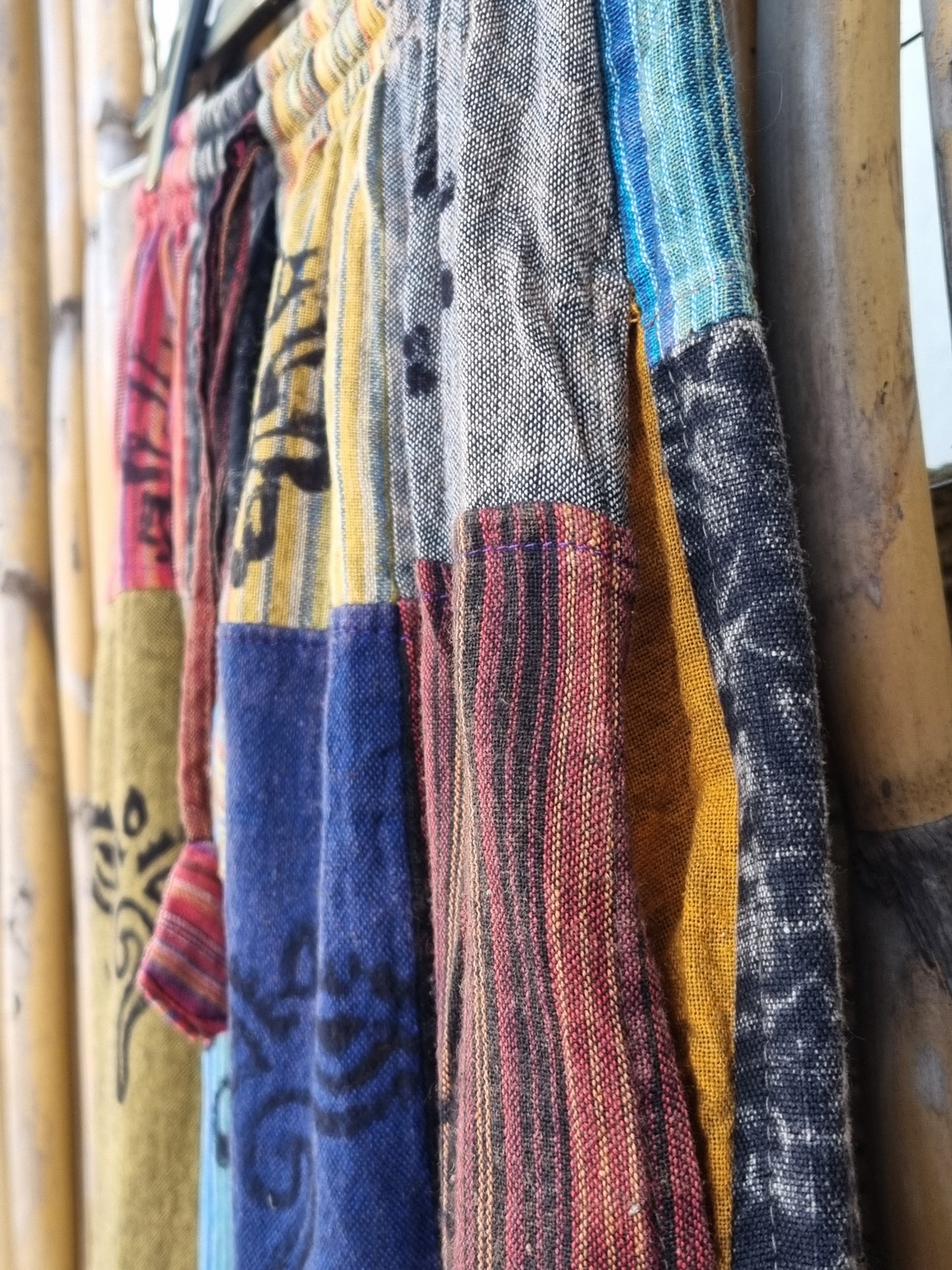 Fray Cotton Patchwork Pants (Extra Large)
