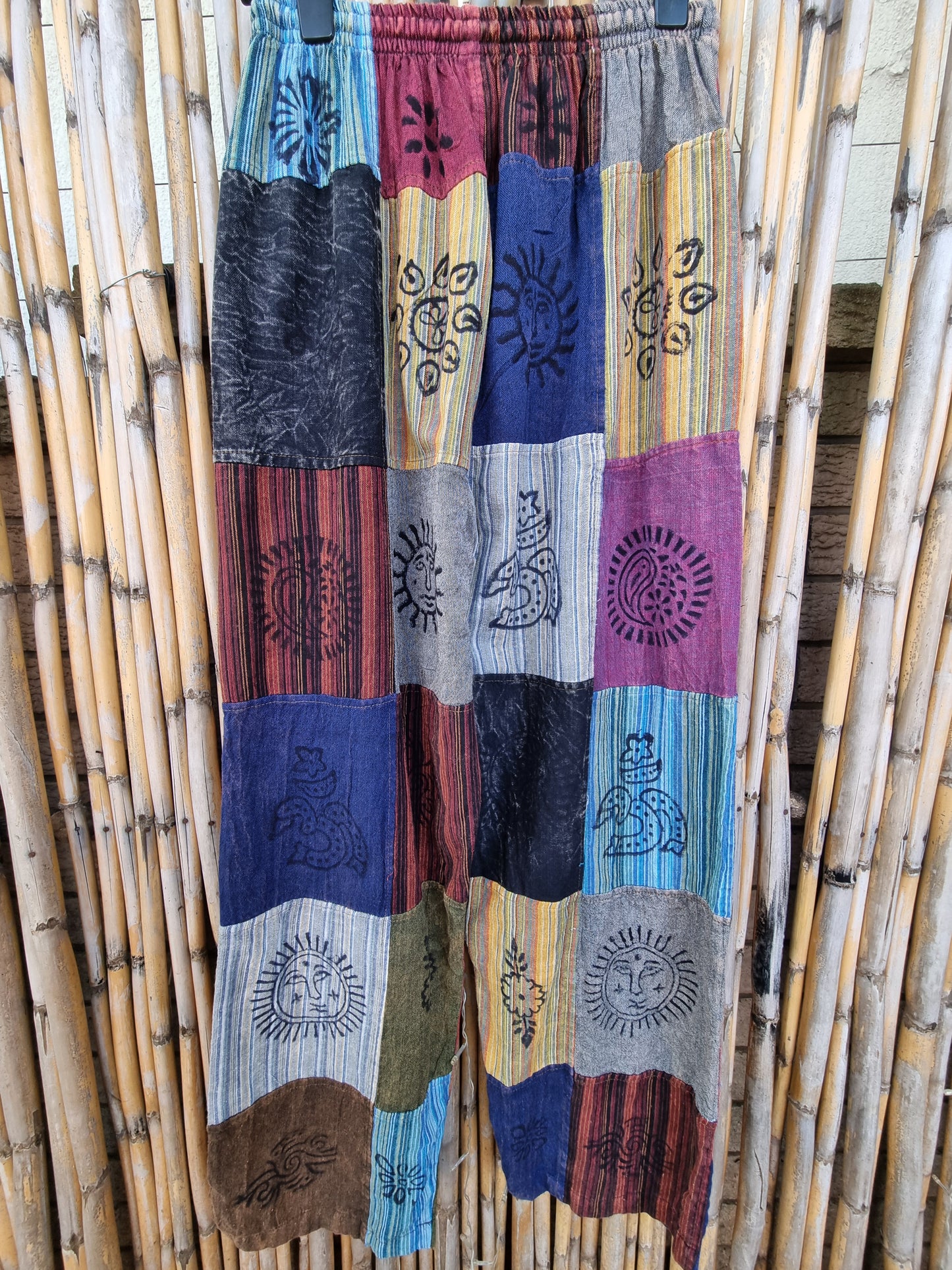 Fray Cotton Patchwork Pants (Extra Large)