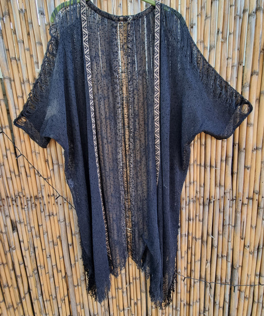 Mesh Distressed Cotton Kimono