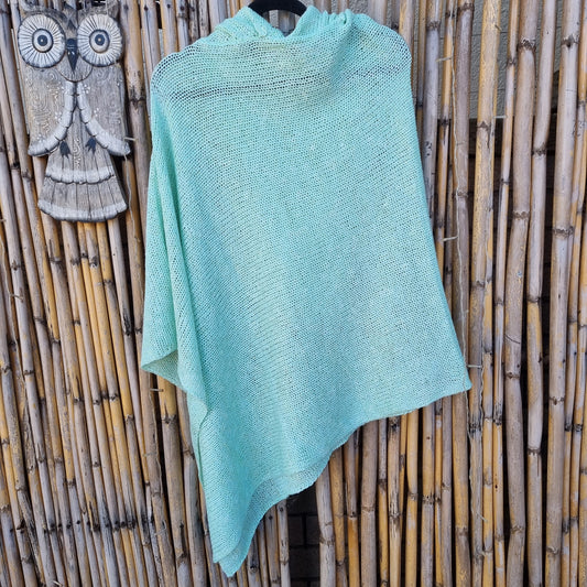 Mint Tea Knitted Shawl (Hooded)