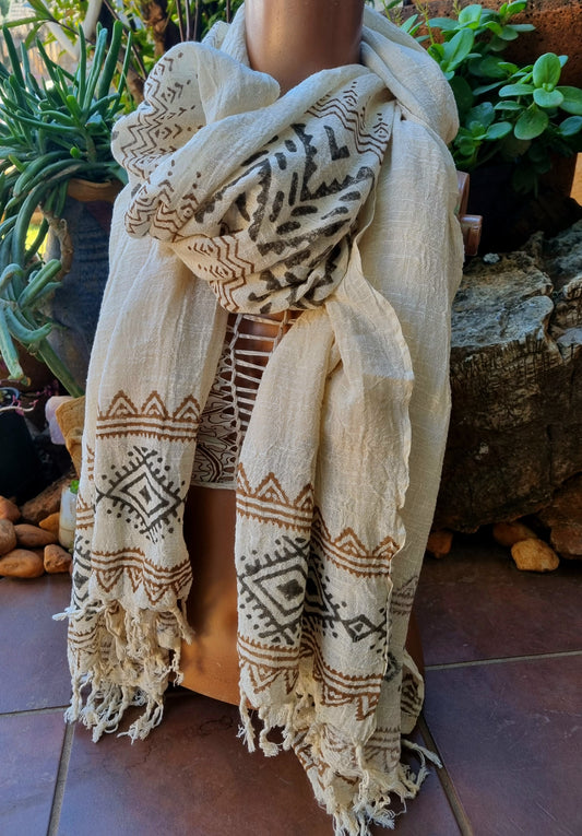 Linen Block Print Scarf