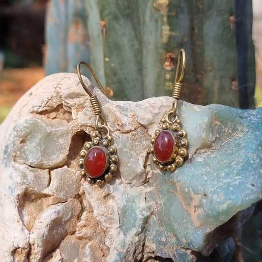 Carnelian Brass Earrings