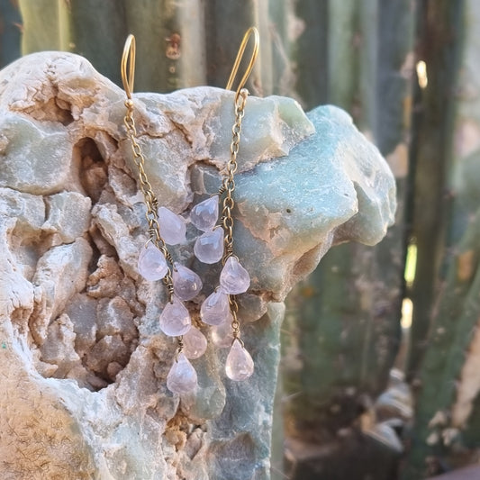 Rose Quartz Cascade Earrings