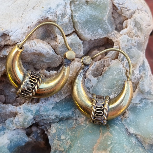 Crescent Brass Earrings