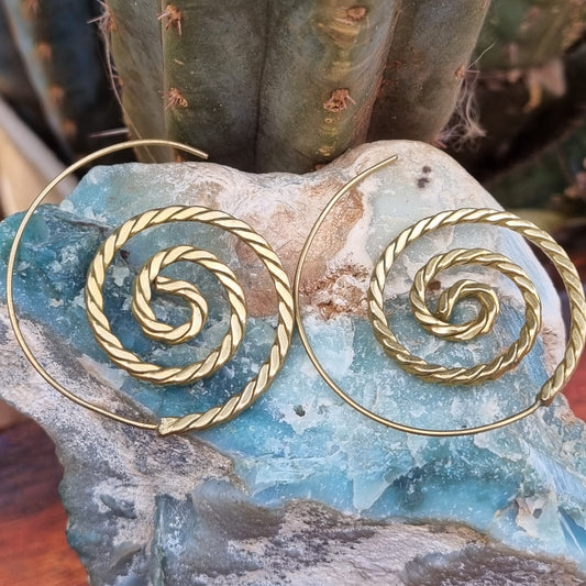 Siren Spiral Brass Earrings