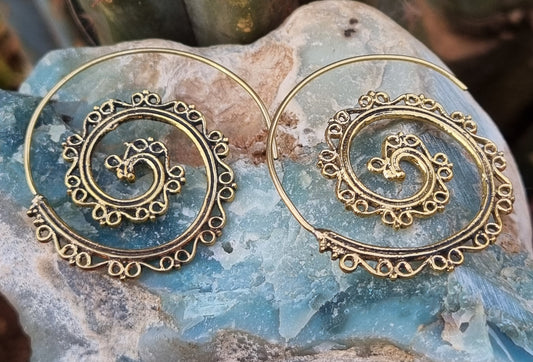 Sacred Spiral Brass Earrings