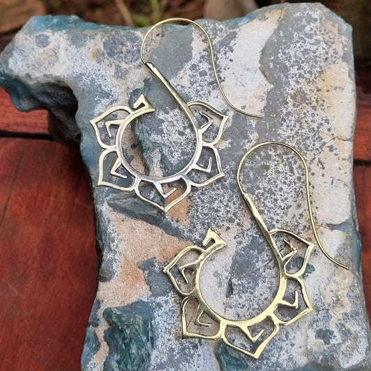 Floral Brass Earrings