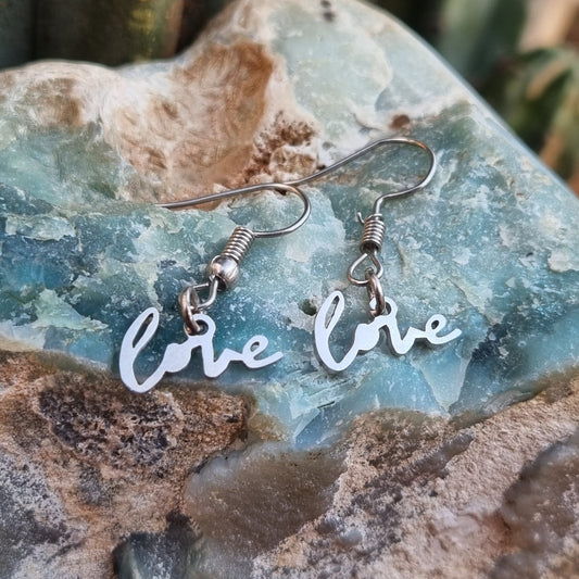 Love White Metal Earrings