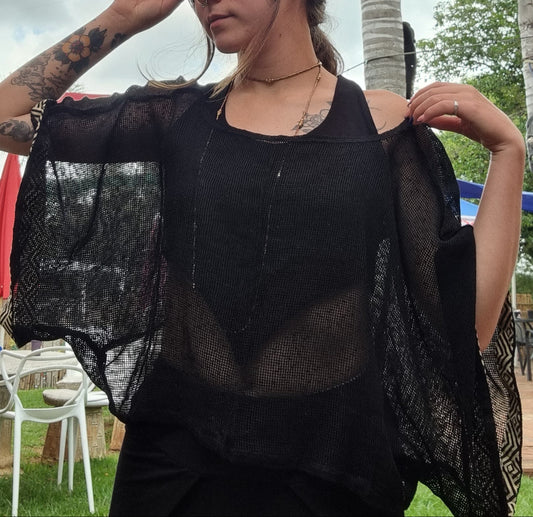 Cotton Throw Mesh Top