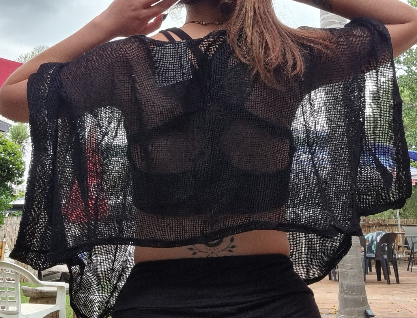 Cotton Throw Mesh Top