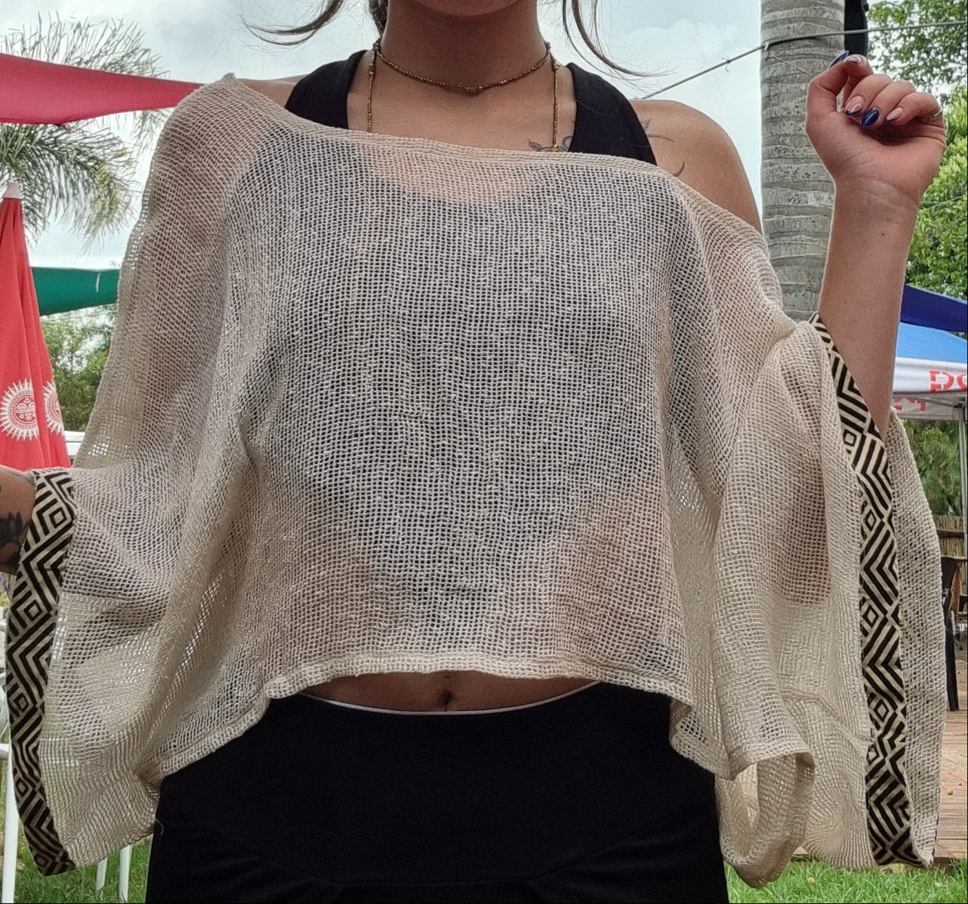 Cotton Throw Mesh Top