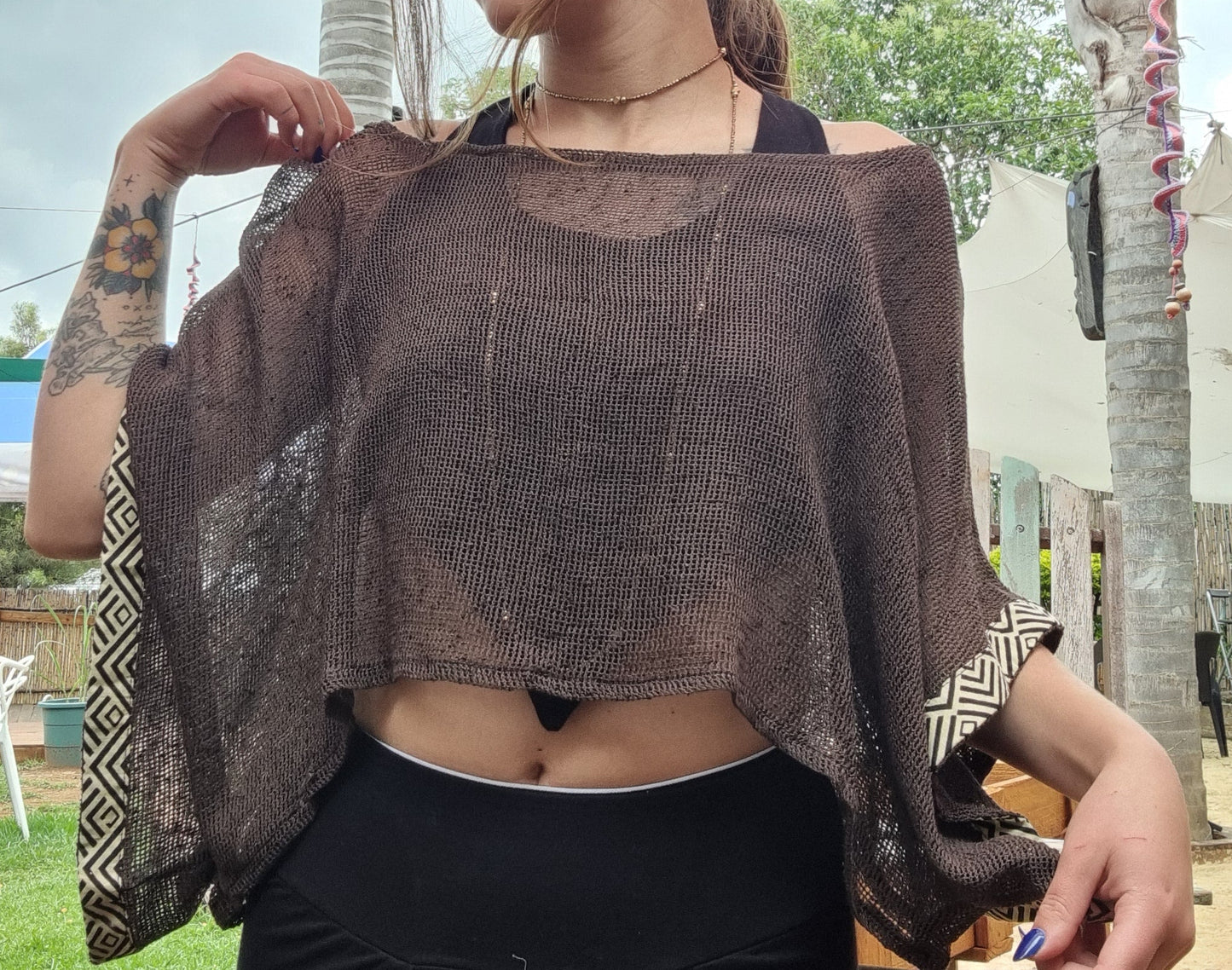 Cotton Throw Mesh Top