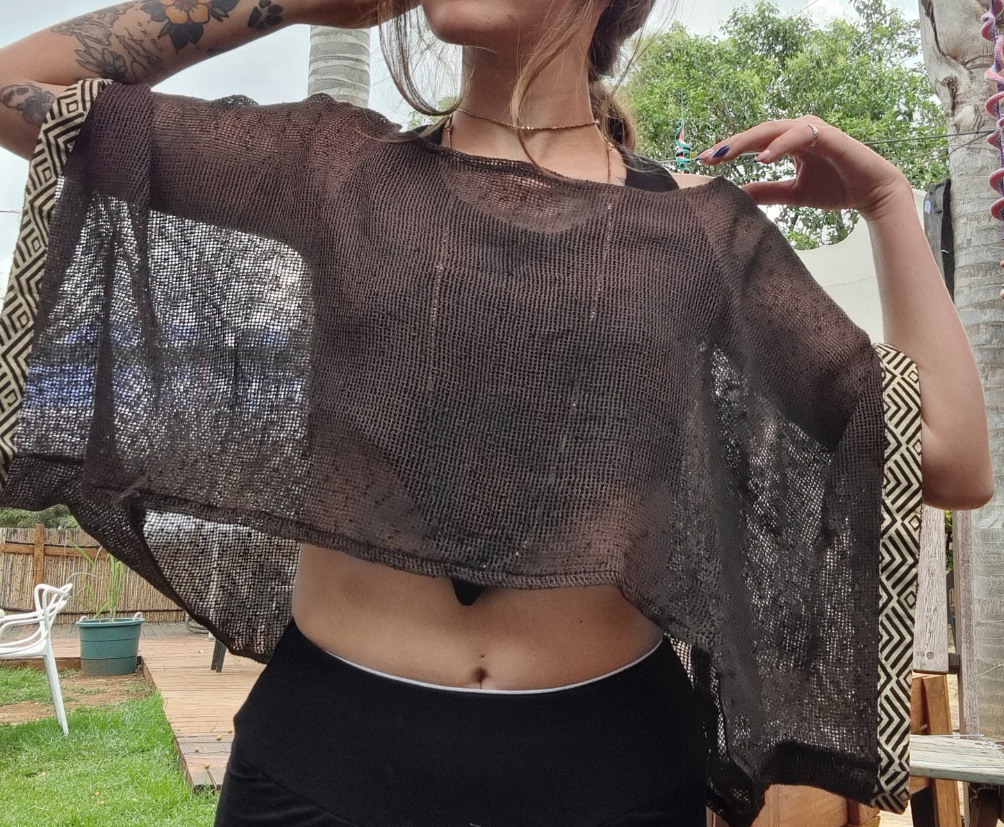 Cotton Throw Mesh Top