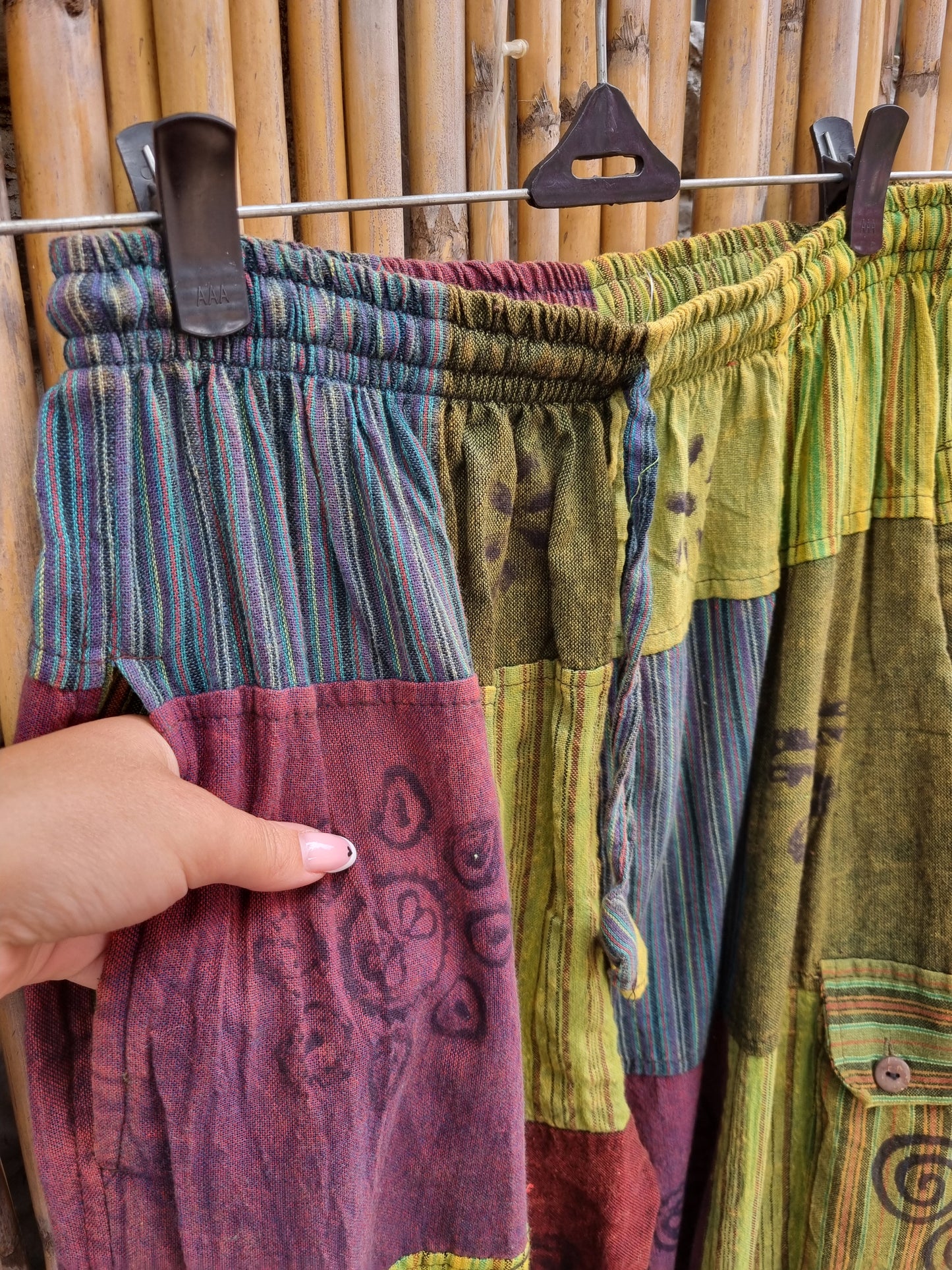 Flora Cotton Patchwork Pants (XL)