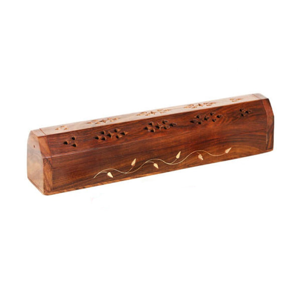 Wooden Incense Holder Box Leaf design