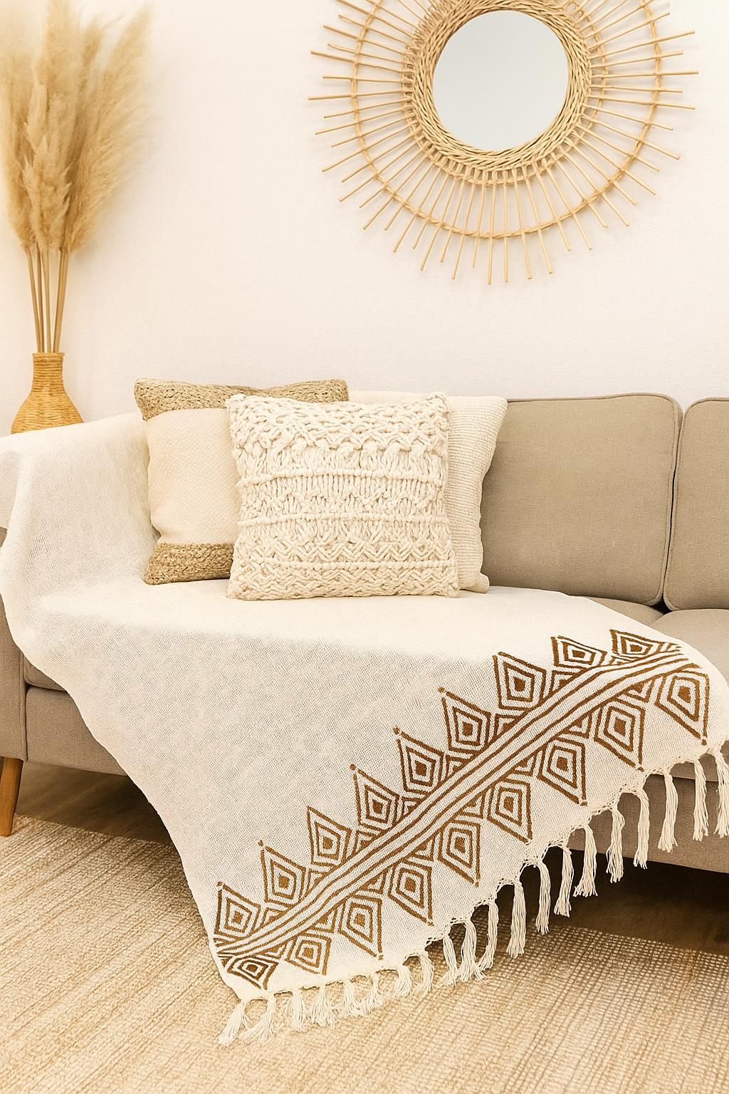 Cotton Block Print Couch Throw