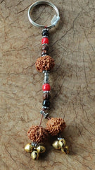 Rudraksha Bead and Bell Key chain