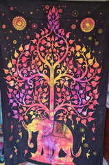 Tree of Life With Elephant Tapestry (Single Size)