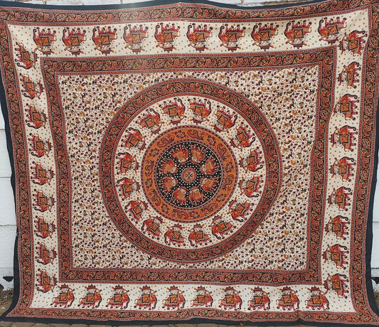 Indian Elephant Mandala Tapestry (Double Size)